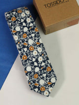 Blossoming Brown Skinny Necktie - TOSSIDO