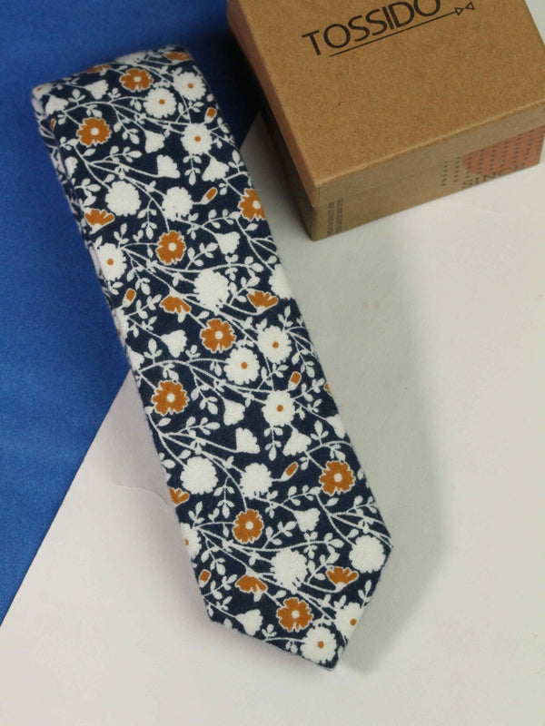 Blossoming Brown Skinny Necktie - TOSSIDO