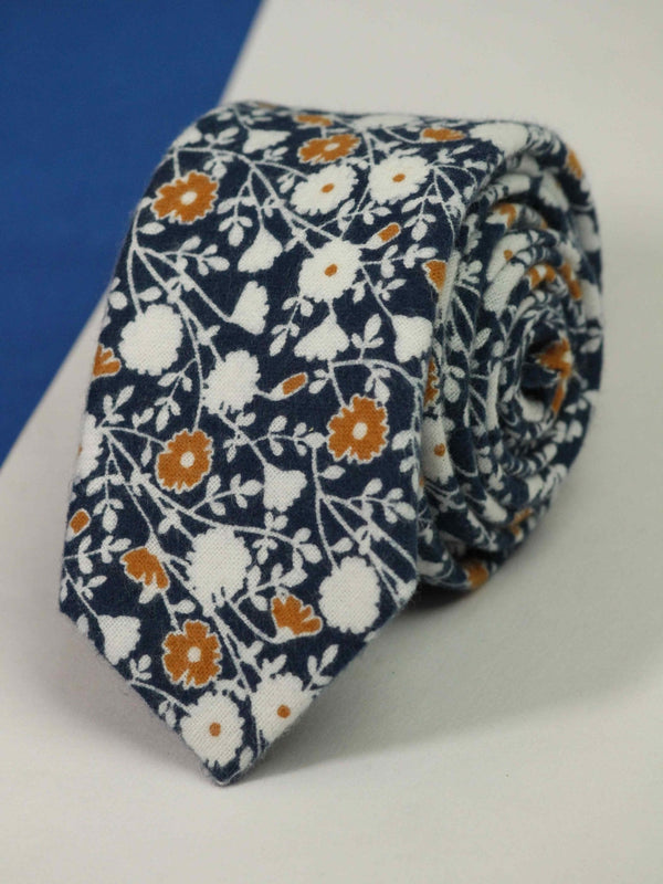 Blossoming Brown Skinny Necktie - TOSSIDO