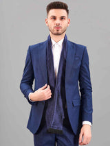 Blue Abstract Reversible Stole & Pocket Square Set - TOSSIDO