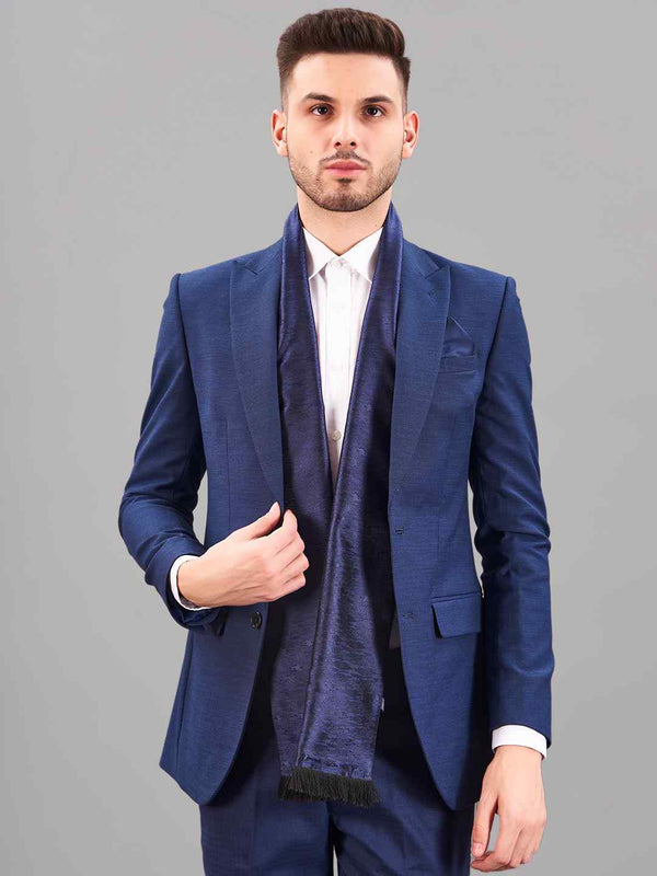 Blue Abstract Reversible Stole & Pocket Square Set - TOSSIDO