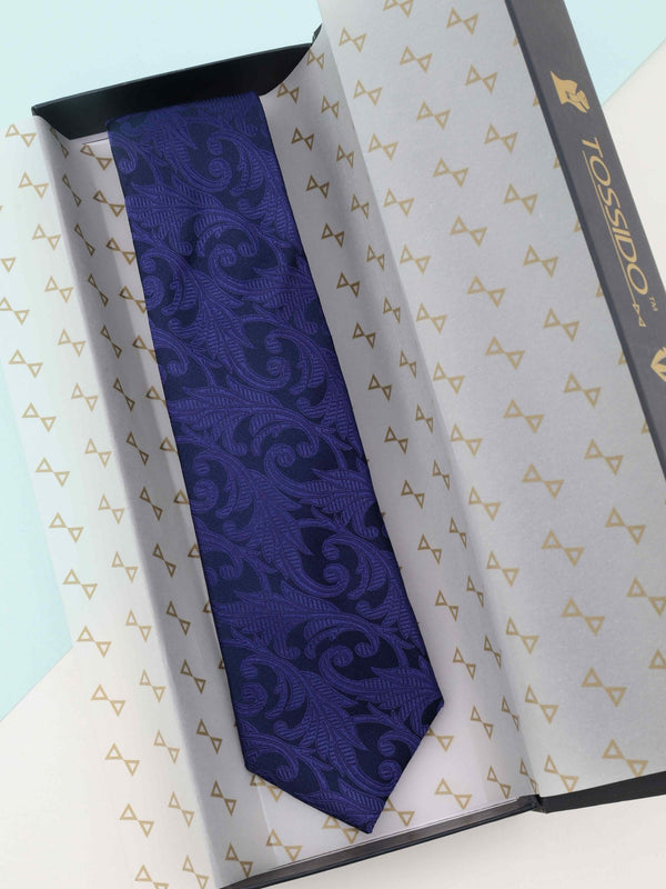 Blue Abstract Woven Silk Necktie - TOSSIDO