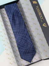 Blue Abstract Woven Silk Necktie - TOSSIDO