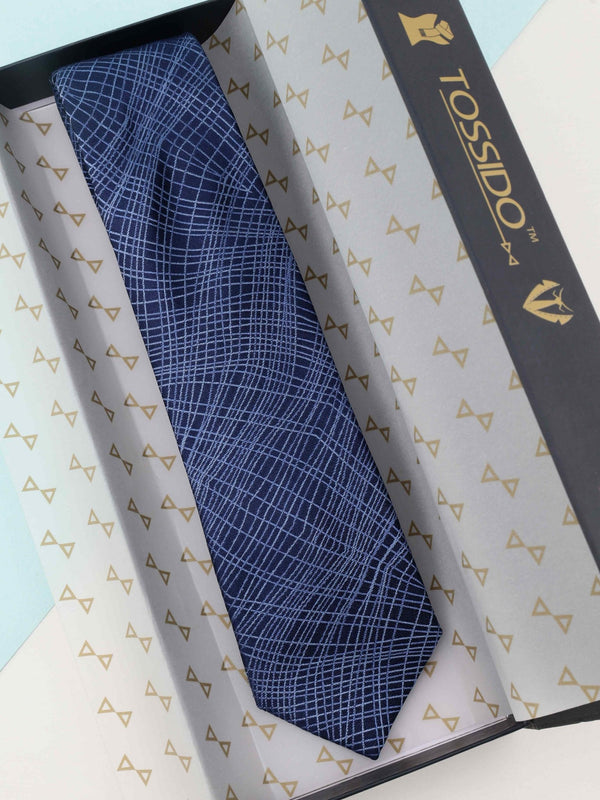 Blue Abstract Woven Silk Necktie - TOSSIDO