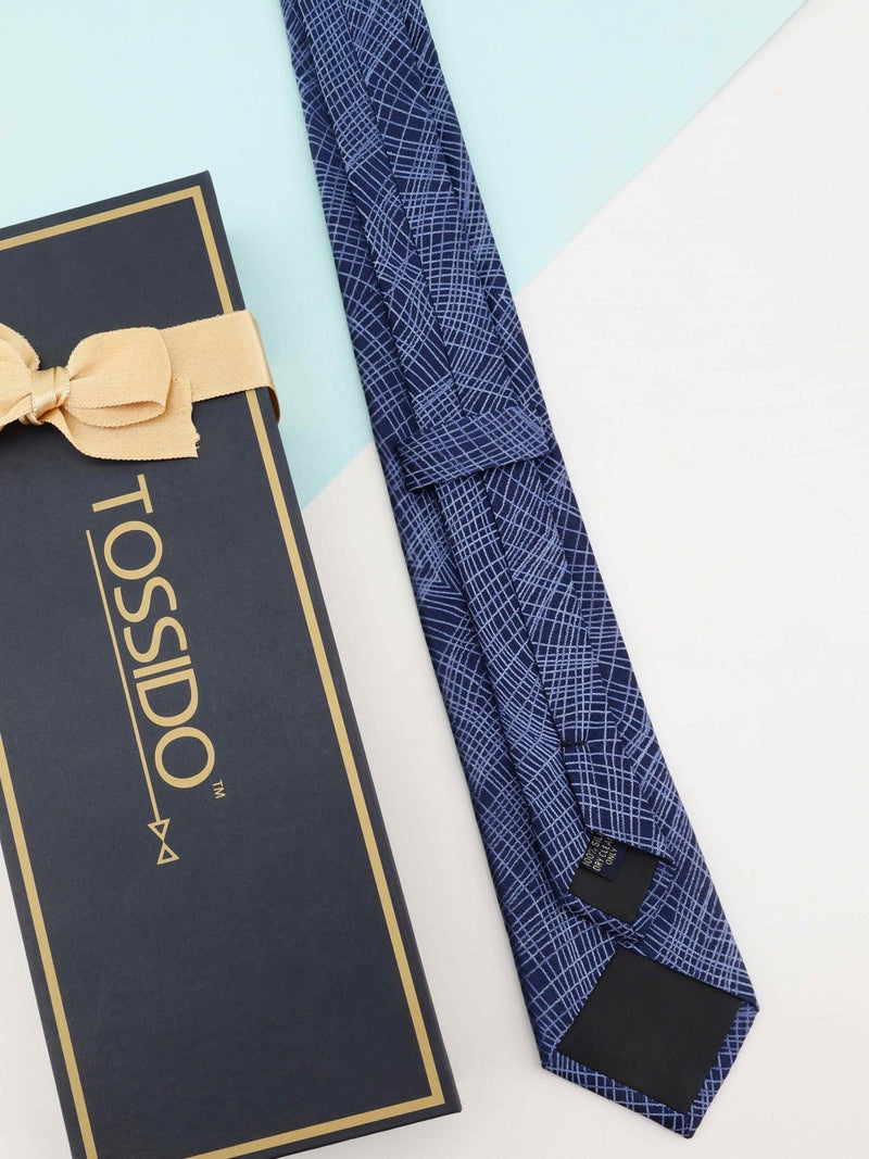 Blue Abstract Woven Silk Necktie - TOSSIDO
