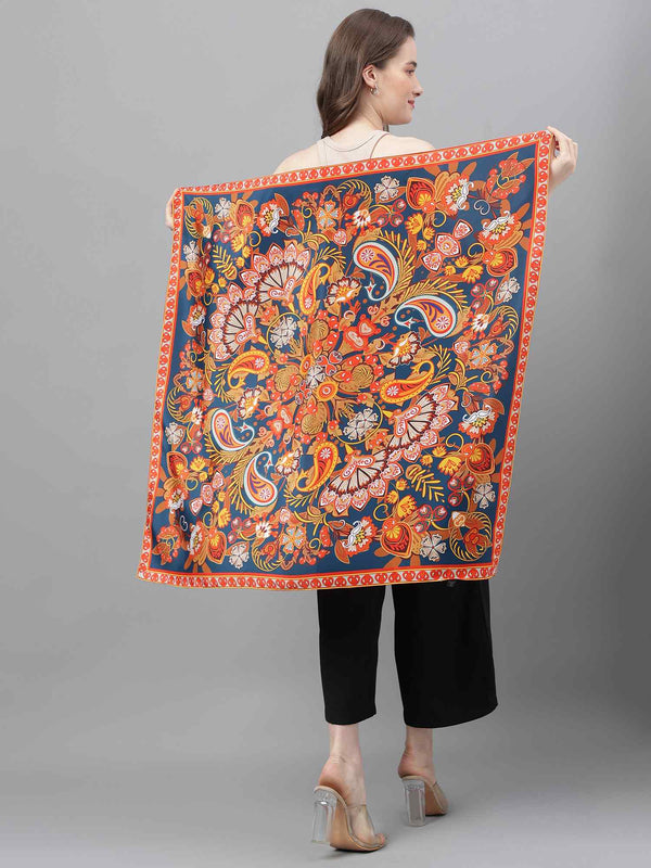 Blue And Orange Paisley Scarf & Scarf Bag Set - TOSSIDO