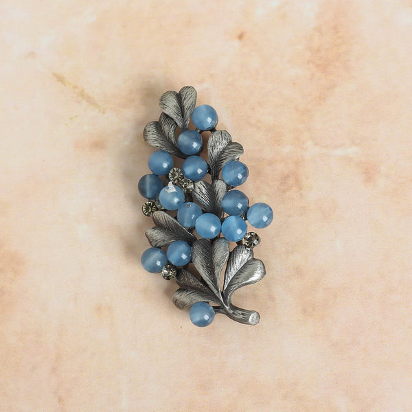 Blue Beads Floral Brooch - TOSSIDO