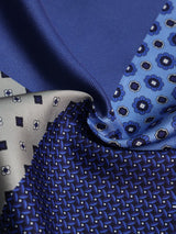 Blue & Beige Multipattern Silk Pocket Square - TOSSIDO