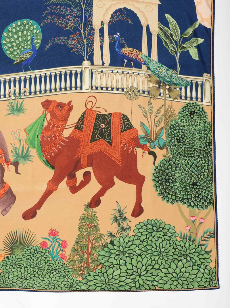 Blue & Beige Novelty Scarf & Scarf Bag Set - TOSSIDO