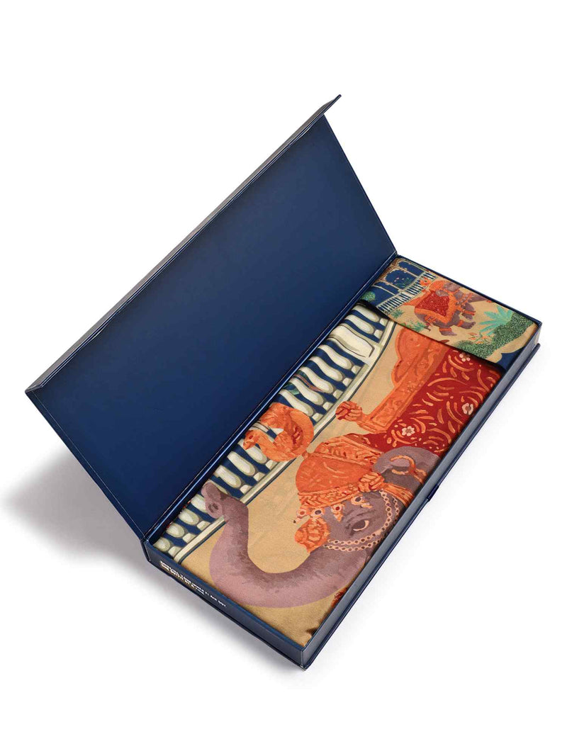 Blue & Beige Novelty Scarf & Scarf Bag Set - TOSSIDO