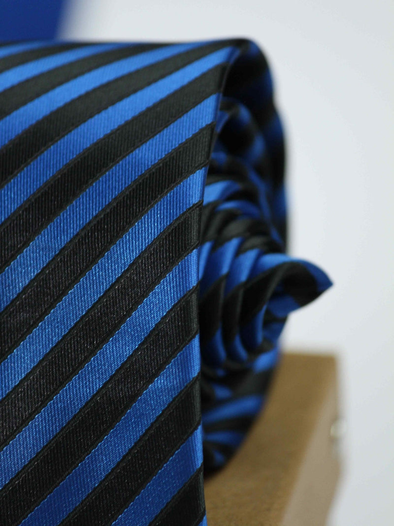 Blue & Black Stripe Necktie - TOSSIDO