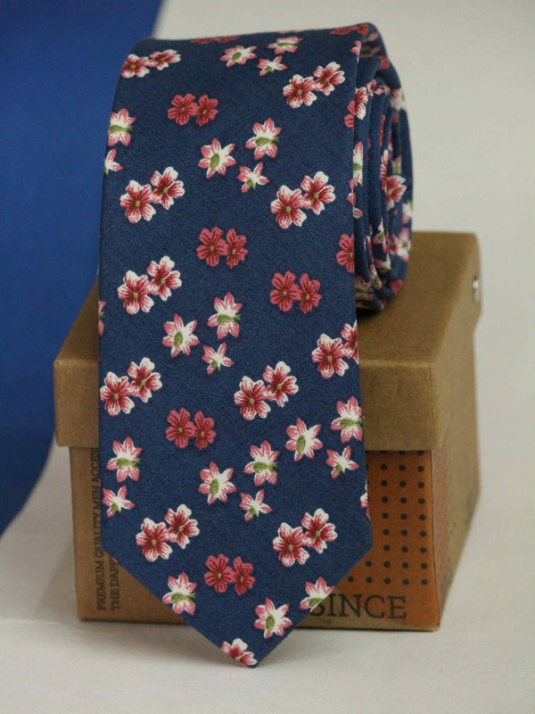 Blue Bloom Skinny Necktie - TOSSIDO