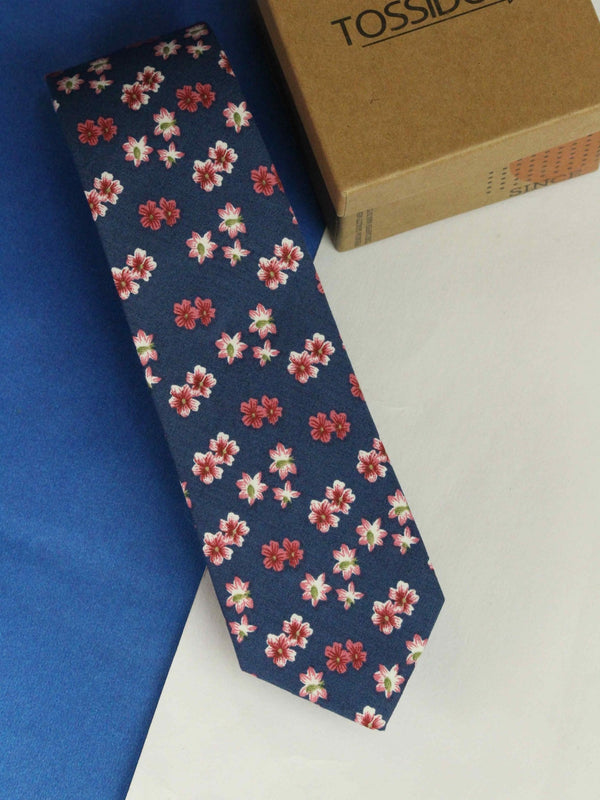 Blue Bloom Skinny Necktie - TOSSIDO