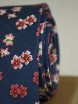 Blue Bloom Skinny Necktie - TOSSIDO