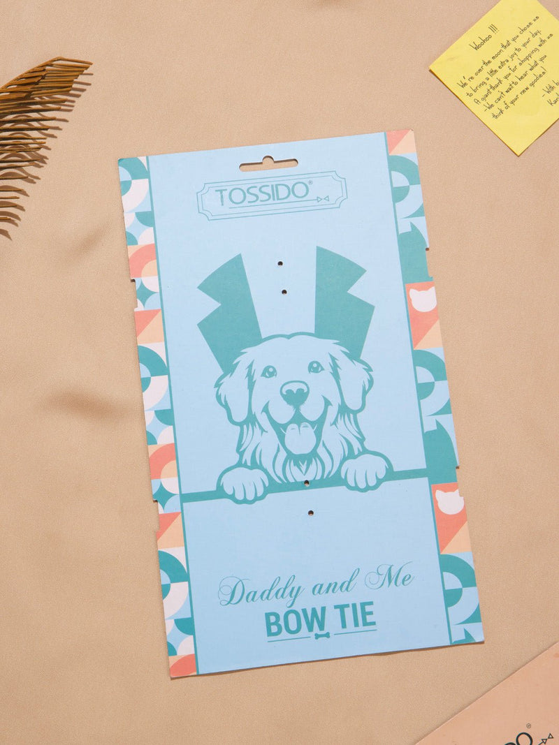 Blue & Brown Check Bowtie Set for Men and Dogs - TOSSIDO
