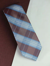 Blue & Brown Check Woven Silk Necktie - TOSSIDO
