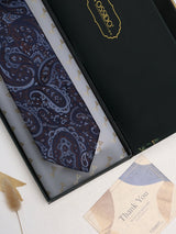 Blue & Brown Paisley Woven Silk Necktie - TOSSIDO