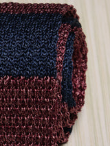 Blue & Brown Stripe Silk Knitted Necktie - TOSSIDO