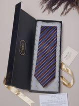 Blue & Brown Stripes Teflon Silk Necktie - TOSSIDO