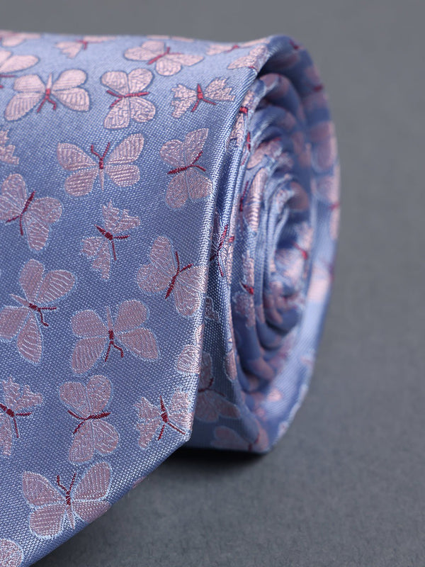 Blue Butterfly Woven Silk Necktie - TOSSIDO