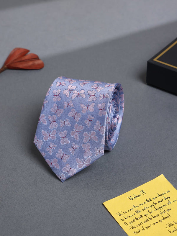 Blue Butterfly Woven Silk Necktie - TOSSIDO