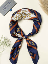 Blue Chain Link Printed Satin Neckerchief - TOSSIDO