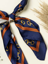 Blue Chain Link Printed Satin Neckerchief - TOSSIDO