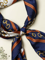 Blue Chain Link Printed Satin Neckerchief - TOSSIDO