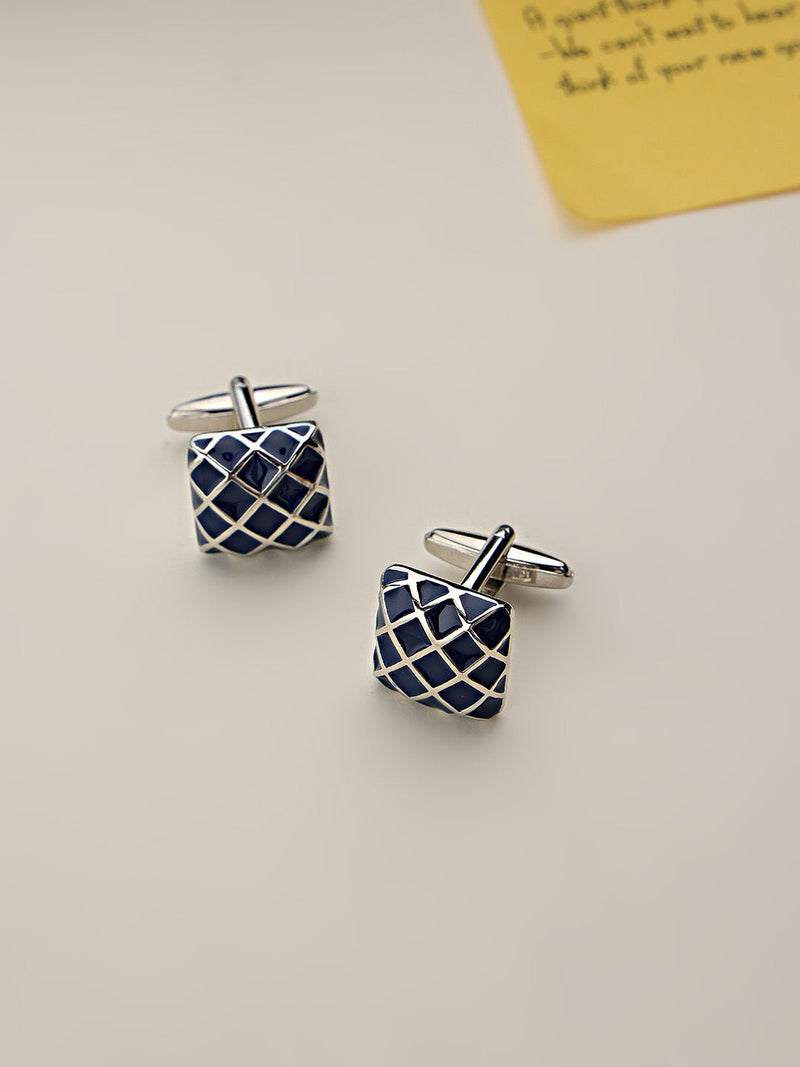 Blue Check Cufflinks - TOSSIDO