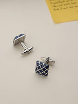 Blue Check Cufflinks - TOSSIDO