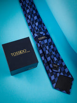 Blue Check Micro Fiber Necktie - TOSSIDO