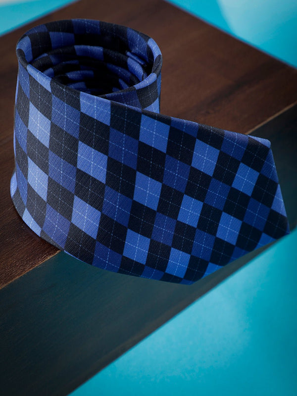 Blue Check Micro Fiber Necktie - TOSSIDO