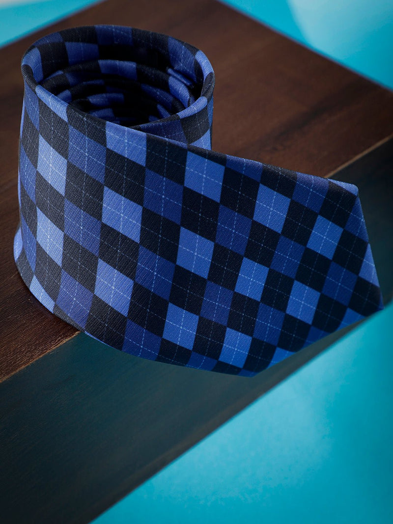 Blue Check Micro Fiber Necktie - TOSSIDO