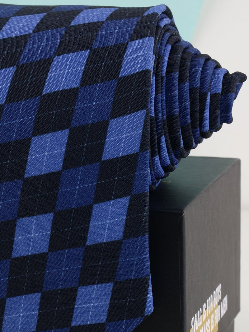 Blue Check Micro Fiber Necktie - TOSSIDO