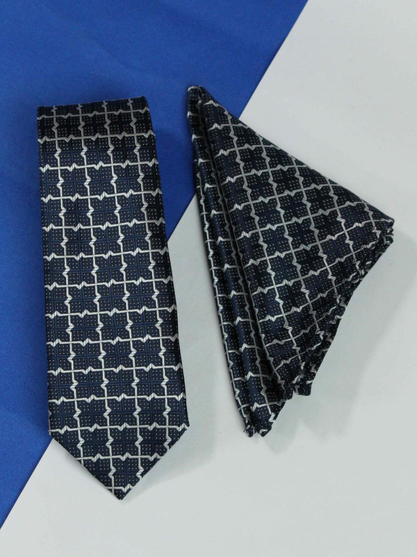 Blue Check Necktie & Pocket Square Giftset - TOSSIDO
