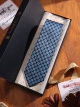 Blue Check Printed Necktie - TOSSIDO