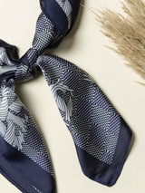 Blue Check Printed Satin Neckerchief - TOSSIDO