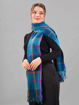 Blue Check Woolen Muffler - TOSSIDO