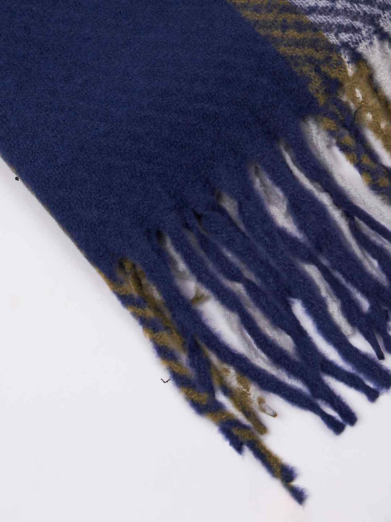 Blue Check Woolen Muffler - TOSSIDO