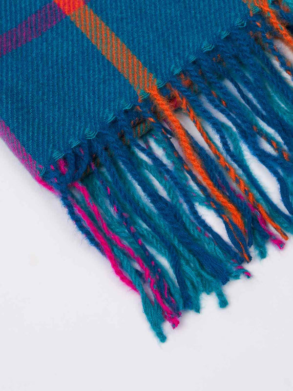 Blue Check Woolen Muffler - TOSSIDO