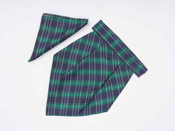 Blue Check Woven Cravat & Pocket Square Set - TOSSIDO
