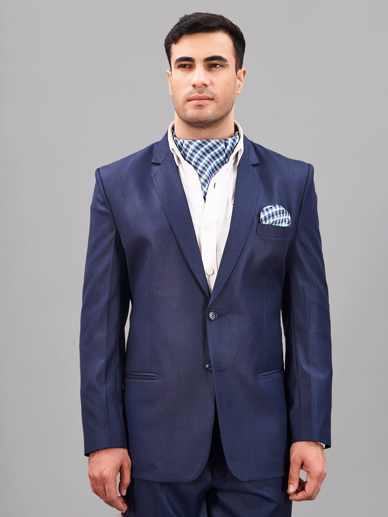 Blue Check Woven Cravat & Pocket Square Set - TOSSIDO