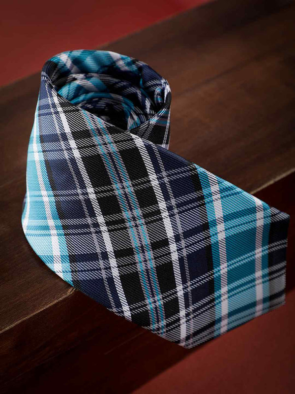 Blue Check Woven Necktie - TOSSIDO