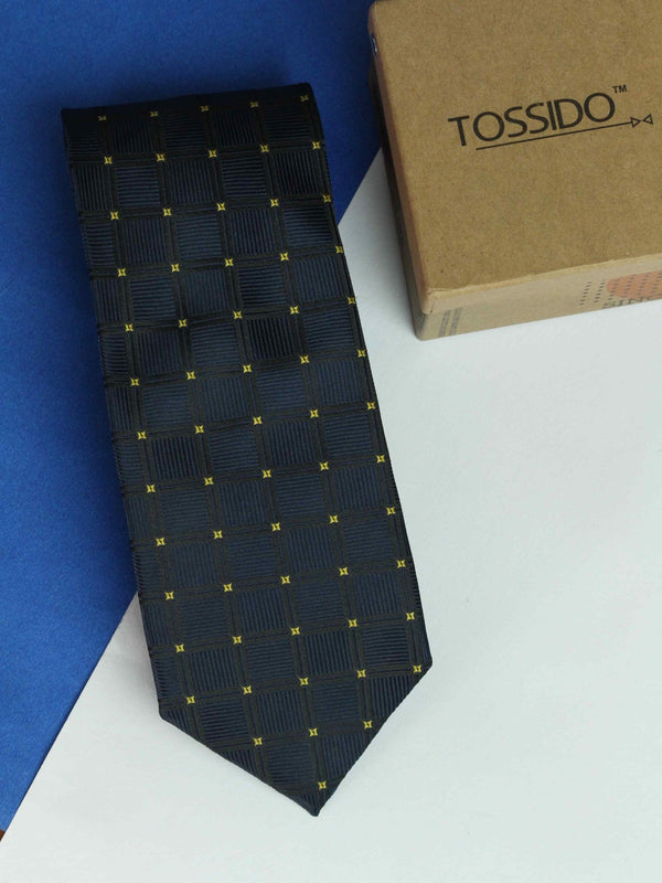 Blue Check Woven Necktie - TOSSIDO