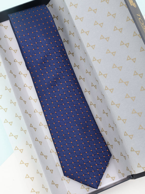 Blue Check Woven Silk Necktie - TOSSIDO