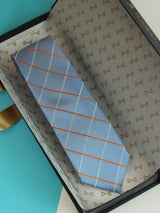 Blue Check Woven Silk Necktie - TOSSIDO