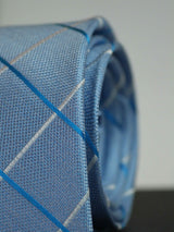 Blue Check Woven Silk Necktie - TOSSIDO