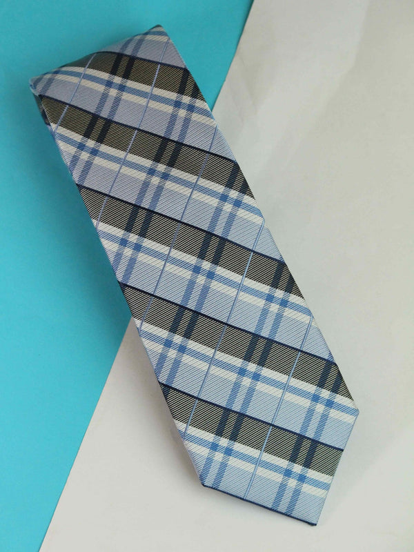 Blue Check Woven Silk Necktie - TOSSIDO