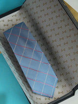 Blue Check Woven Silk Necktie - TOSSIDO