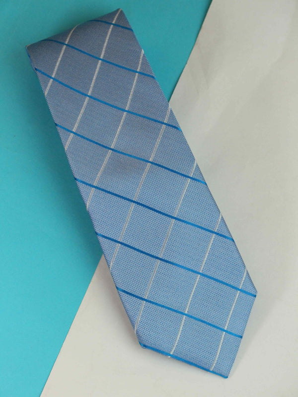 Blue Check Woven Silk Necktie - TOSSIDO